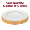 Smarty Had A Party 10.25" White with Gold Rim Round Blossom Disposable Plastic Dinner Plates (120 Plates) - image 3 of 4