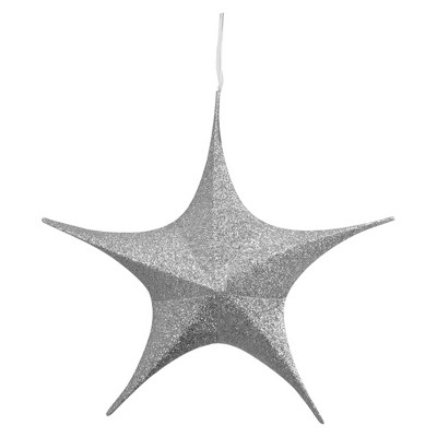 Northlight 30" Silver Tinsel Foldable Christmas Star Outdoor Decoration