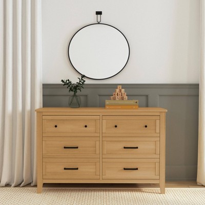 Honey Farmhouse Double Dresser with Six Drawers