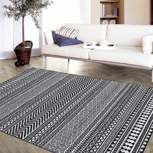 Area Rug Washable Geometric Rugs for Living Room Non-Slip Stain Resistant Floor Carpet Farmhouse Foldable Indoor Rugs - 1 of 4