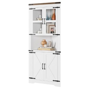 67 Inch Tall Corner Cabinet with Glass Door, Freestanding Wooden Corner Storage Cabinet with Adjustable Shelves, Space Saving Design, for Bathroom - 1 of 4