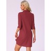 INSPIRE CHIC Women's Waffle Zip-Up 3/4 Sleeves Short House Dresses Bathrobe with Pockets - 4 of 4