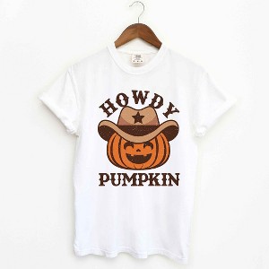 Simply Sage Market Women's Howdy Pumpkin Hat Short Sleeve Garment Dyed Tee - 1 of 2