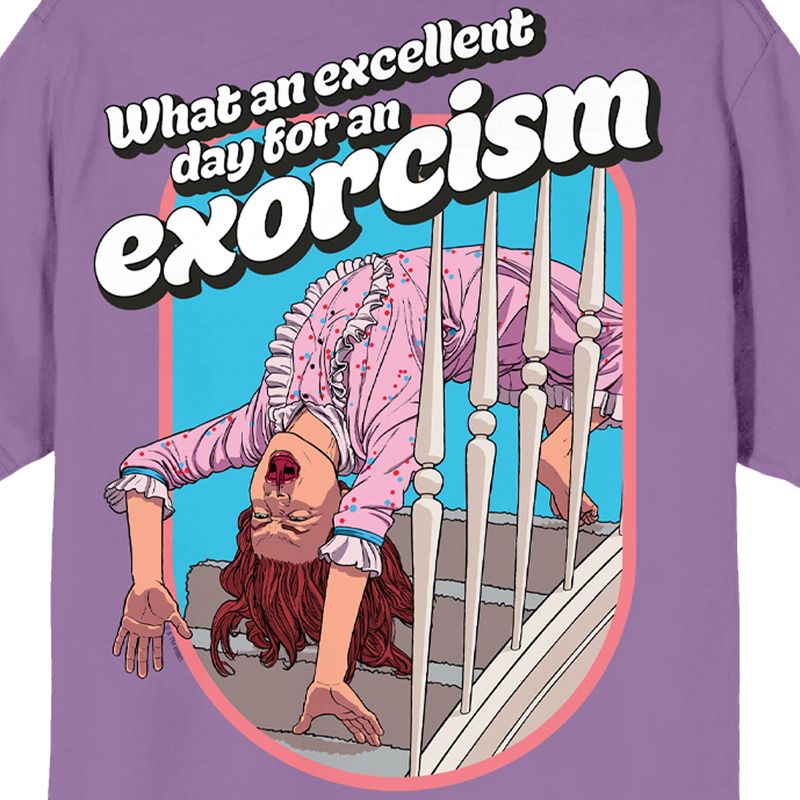 The Exorcist What An Excellent Day For An Exorcism Crew Neck Short Sleeve Lavender Men's T-shirt, 4 of 5