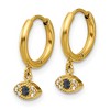 Chisel Stainless Steel Yellow IP-plated Blue and White Zircon Evil Eye Dangle Hinged Hoop Earrings - 3 of 4