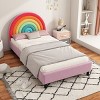 Twin Upholstered Rainbow Bed Frame, Velvet Kids Platform Bed with Slats, No Box Spring Needed - Baofuwish - 2 of 4