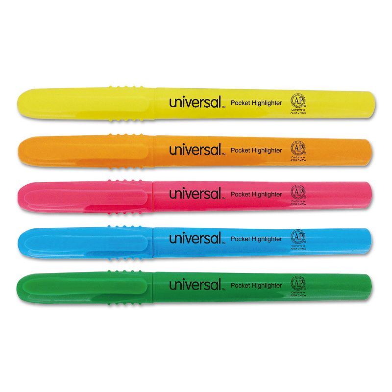 UNIVERSAL Pocket Highlighter Chisel Tip Fluorescent Colors 5/Set 08850, 3 of 8