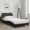 vidaXL Bed Frame with Headboard Black 39.4 in.x74.8 in. Twin Faux Leather - 3 of 4