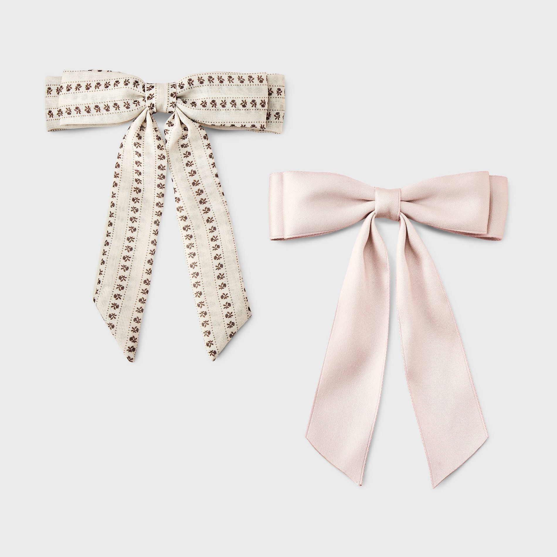 Girls' Floral Bow Hair Barrette 2pc Cream/Pink - Cat & Jack™