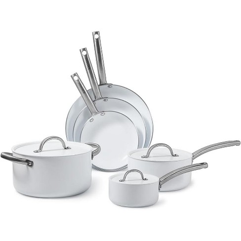 BLACK+DECKER 9-Piece Ceramic White Aluminum Cookware Set, Pots and Pans Set with Ceramic Non-Stick Coating - image 1 of 4