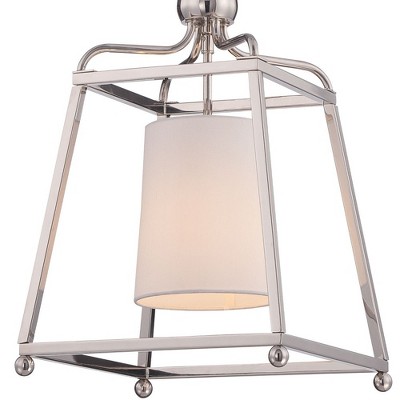 Mini Sylvan Polished Nickel LED Pendant with Ivory Silk Shade