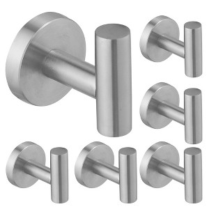 BWE 6-Pieces Round Shape J-Hook Robe/Towel Hook Wall Mount Bathroom Storage Modern - 1 of 4