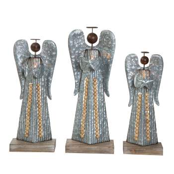 Transpac Metal 20 in. Multicolored Christmas Beaded Angel Decor Set of 3