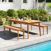 Tangkula 55" Teak Wood Bench 3-Person Backless Seating w/ 880 LBS Weight Capacity - 4 of 4
