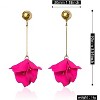 Resin Red Rose Tassel Earrings | Boho Floral Statement Drop for Women - 4 of 4
