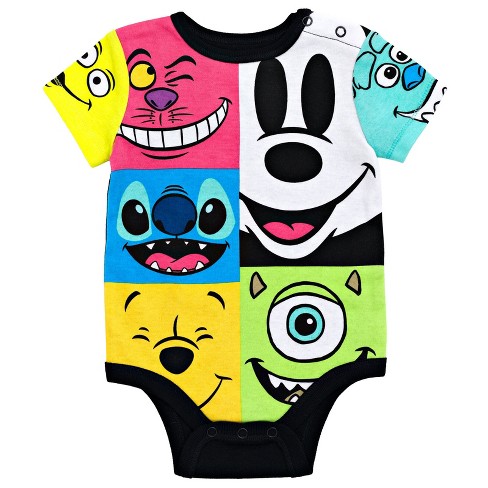 Disney D100 Stitch Mickey Mouse Winnie The Pooh Newborn Baby Boys Bodysuit  Multicolor 6-9 Months : Target