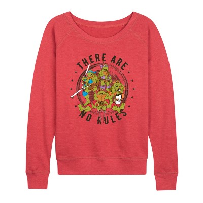 Women's - Teenage Mutant Ninja Turtles - There Are No Rules Lightweight French Terry Wide Neck Long Sleeve Shirt