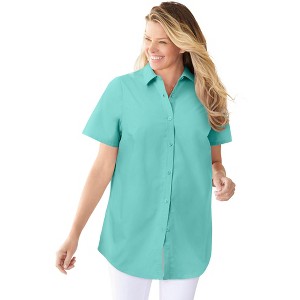 Woman Within Plus Size Perfect Short Sleeve Shirt - 1 of 4