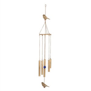 37" Iron Eclectic Birds Windchime Gold/Blue/Orange - Olivia & May: Soothing Home Decor - 1 of 4