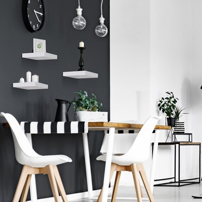 Modern Matte White Square Floating Shelves, 3-Piece Set