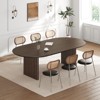 PexFix 79" x 33.5" Dining Table Wood Oval Kitchen Table with Scratch-Resistant Top & Striped Legs Modern Farmhouse for Living Room Kitchen Walnut - 2 of 4