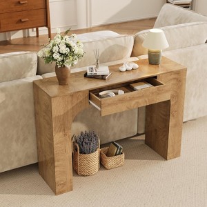 47-Inch Long Console Table with Drawer,Wooden Rectangular Sofa Table Behind The Couch,Oak - 1 of 4