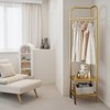 Metal corner hangers, independent hangers with 2-layer storage shelves, floor hangers for corridors, entrances, bedrooms, living rooms, and offices - 2 of 4
