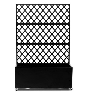 Galvanized Steel Raised Garden Bed with Trellis & Privacy Screen - Planter Box with Lockable Casters & Drainage Holes - 1 of 4