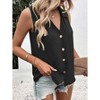 Summer Sleeveless Tops for Women Button Down Vest V Neck Front Button Down Vest Causal Waistcoat for Women - 4 of 4