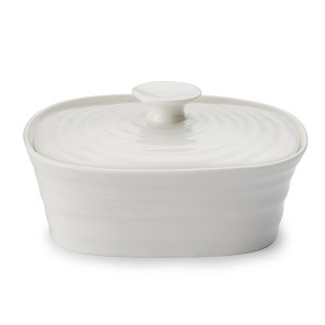 Portmeirion Sophie Conran Covered Dish, 6 x 4.75 inches - White Fine Porcelain Serveware, Elegant Block Spread Holder, Dishwasher & Microwave Safe - 1 of 4