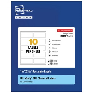 Avery UltraDuty GHS Labels, Waterproof, 1.5 X 3.75 Inch Rectangle Printable Labels, for Use with Laser Printers - 1 of 4