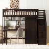NicBex Twin Size Bunk Bed with Desk Pine Bed Frame with Drawers, Wardrobe, Storage Stairs and Full Length Guardrail, No Box Spring Required - 2 of 4