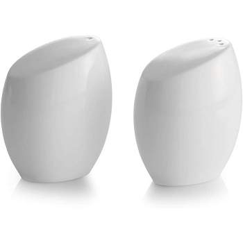 Nambe Skye Salt and Pepper Shakers, Bone China 2-Piece Set, Kitchen, Table Décor, and Dinner, Modern Salt, Pepper, and Spice Holder Jars,3.5 Inch