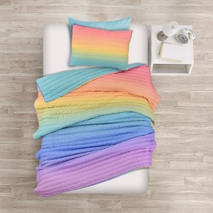 Lush Decor Rainbow Ombre Quilt Rainbow/Turquoise 3Pc Set Twin/TwinXL - 1 of 3