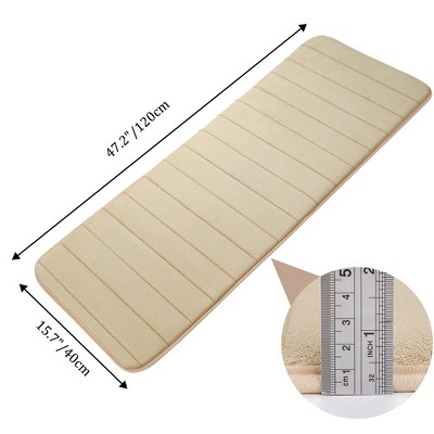 Beige Memory Foam Non-Slip Bath Runner Rug