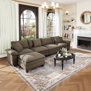 Captiva Designs Cloud Modular Sectional Sofa, 157.5" L-Shaped Couch with Movable Ottoman, 5-Seater - 1 of 4