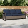 YARDSIGHT Outdoor 3-Seater Rattan Sofa with Olefin Cushions- Weather-Resistant Wicker Patio Couch with Wide Armrests & High Back Support - 2 of 4