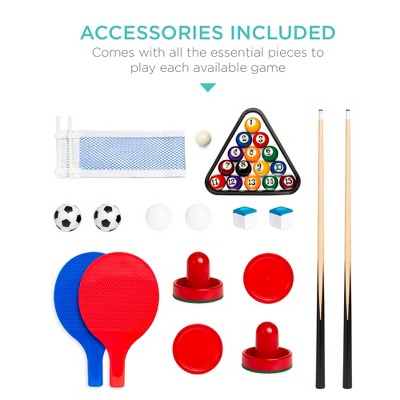 Natural 4-in-1 Multi Game Table with Foosball, Air Hockey, Ping Pong, and Pool
