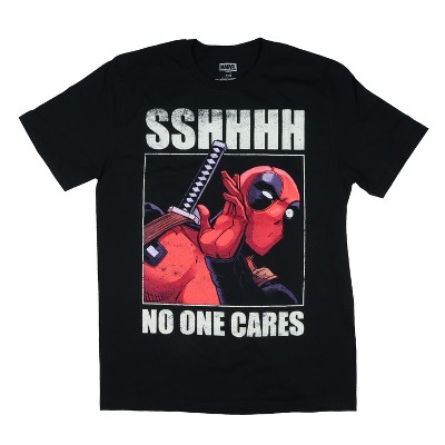 Seven Times Six Marvel Comics Deadpool SSHHHH No One Cares Mens Adult Short Sleeve Tee Black