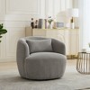 Hrinhom 34.3"W Barrel Accent Chair,Modern Upholstered 360° Swivel Armchair with Metal Base - 2 of 4