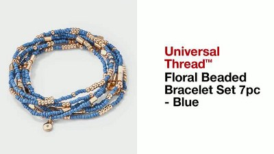Floral Beaded Bracelet Set 7pc - Universal Thread™ Blue: Pull-On