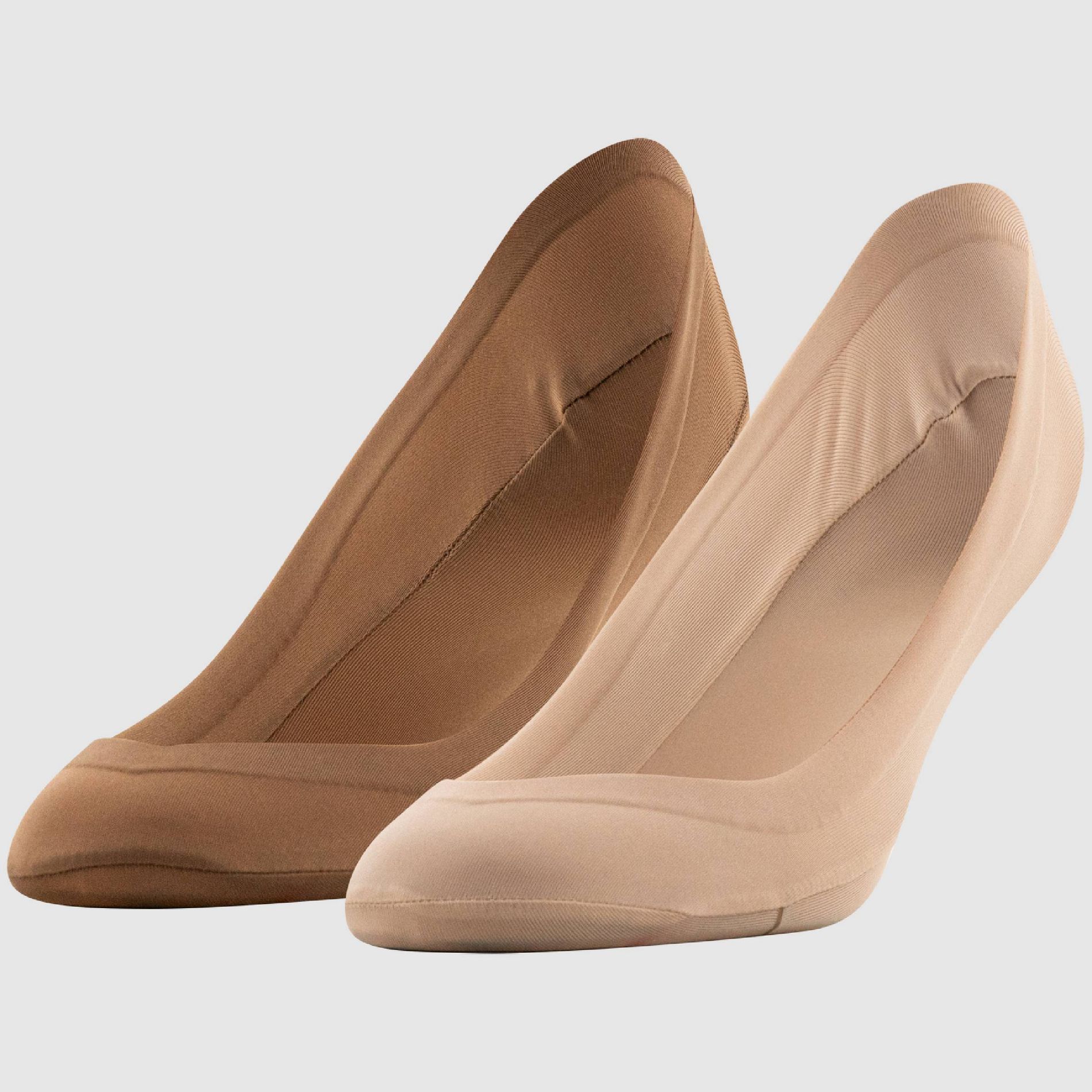 Peds Women's 2pk V-Neck Super Low Liner Socks - Nude/Tan 5-10