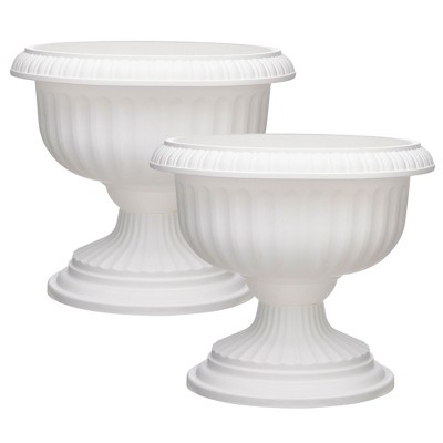 Southern Patio Dynamic Outdoor 18" Resin Grecian Urn Planter Pot, White
