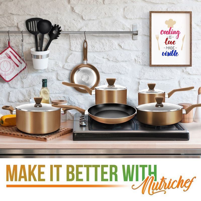 NutriChef Kitchenware Pots & Pans - Stylish Kitchen Cookware Set, Non-Stick (13-Piece Set), 3 of 4