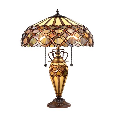 Chloe Lighting Prisma Tiffany-Style 3 Light Double Lit Table Lamp 18" Shade