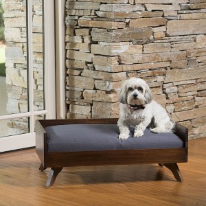 SEVOBAL Pet Beds Solid Wood Dog Sofa with Water-Resistant Cushion, Mid-Century Modern Elevated Dog Bed for Indoor, Gray, 33.25"*21"*9.5" - 1 of 4