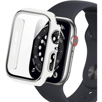 Apple Watch Replacement Bands 44mm with Full Body Clear Hard Case Temper  Glass Screen Protector Soft Silicone Replacement Wristband for iWatch Apple  Watch Series 4/56/SE - Black Marble 