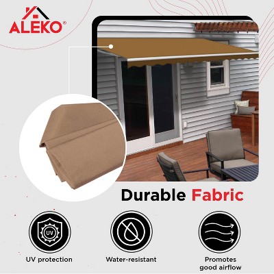 Sand Polyester Retractable Patio Awning with Black Frame