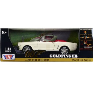 1964 1/2 Ford Mustang Convertible White w/Red Interior James Bond 007 "Goldfinger" (1964) 1/18 Diecast Model Car by Motormax - 1 of 3