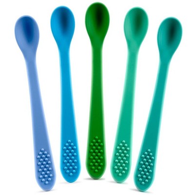 Sperric Best First Stage Baby Infant Spoons BPA Free, 5-Pack, Soft Silicone Baby Spoons Training Spoon Gift Set for Infant